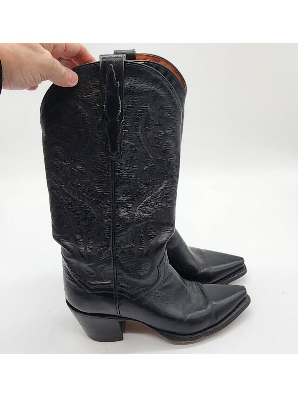 Dan Post black cowboy boots 6.5 western cowboy tall boots